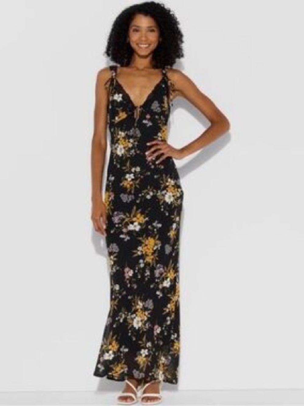 NWT Women's Floral Black Maxi Dress